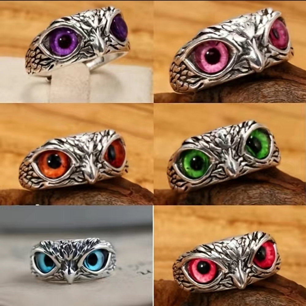 CAOSHI Trendy Demon Ring for Women Men Couples Vintage Owl Adjustable 6 color